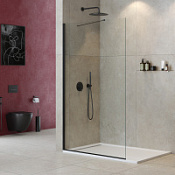 Душевая перегородка Cezares Liberta LIBERTA-L-1-TB-130-C-NERO прозрачное/черный матовый