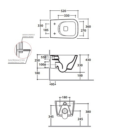 Чаша для унитаза подвесного Globo Stone STS05.BI белый