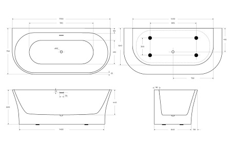Акриловая ванна BelBagno BB711-1700-750 170x75 белый