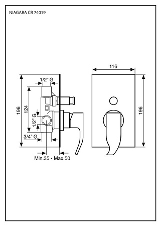 Смеситель Emmevi Niagara 74019/CR для душа, хром