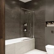 Шторка на ванну Terminus Ното 1CS150х90C 150х90 прозрачное стекло/хром