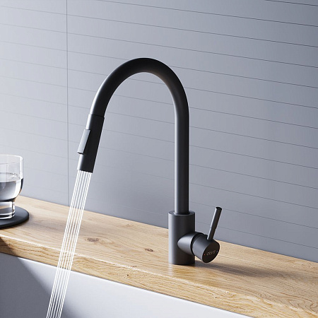 Смеситель Dorff Logic D3007522 для кухонной мойки черный