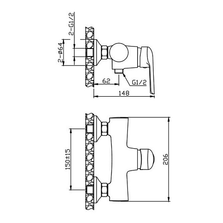 Смеситель Orange Tony M54-200gr для душа, графит