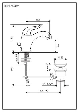 Смеситель Emmevi Duka 44003OR для раковины, золото
