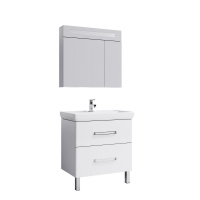 Мебель для ванной Aqwella Нео NEO0108 80 напольная, шкаф-зеркало, белая