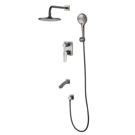 Смеситель Lemark Bronx LM3722GM для ванны с душем, графит