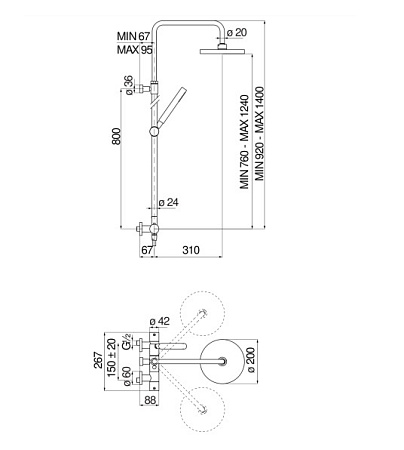 Душевая стойка Nobili Velis VE125030/50CR хром