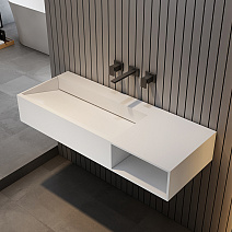 Тумба с раковиной ABBER Stein AS2640-1.0 R подвесная, белый матовый