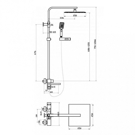 Душевая стойка BelBagno Luce LUC-VSCM-CRM хром