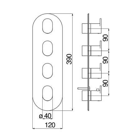 Термостат Nobili Up UP94104BM для ванны с душем, черный матовый