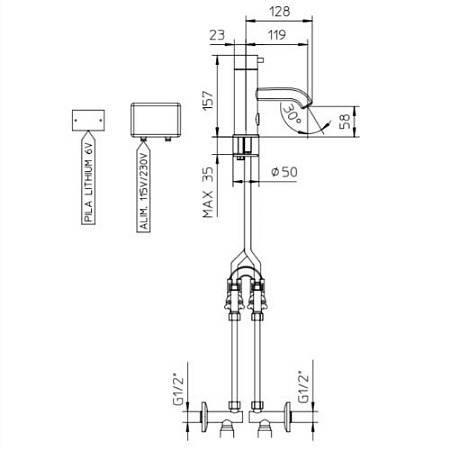 Смеситель Palazzani Idrotech 12E50210 электронный для раковины, хром