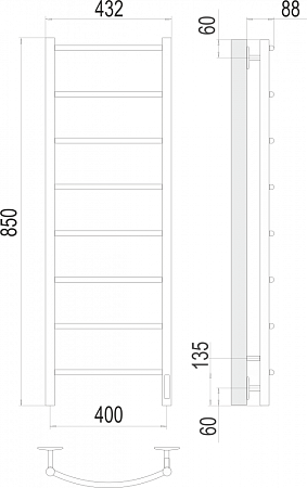 Полотенцесушитель электрический Terminus Классик П8 400х850  хром