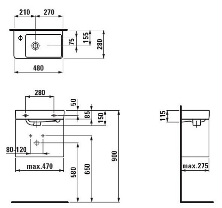 Раковина Laufen Pro 8.1595.5.000.104.1 48 см L