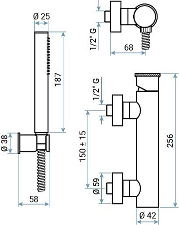 Смеситель Emmevi Filobrass 85002BZI/NEO для душа, черный матовый