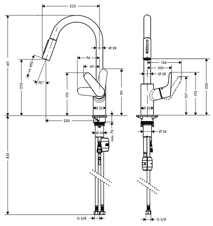 Смеситель Hansgrohe Focus 31815000 для кухонной мойки, хром