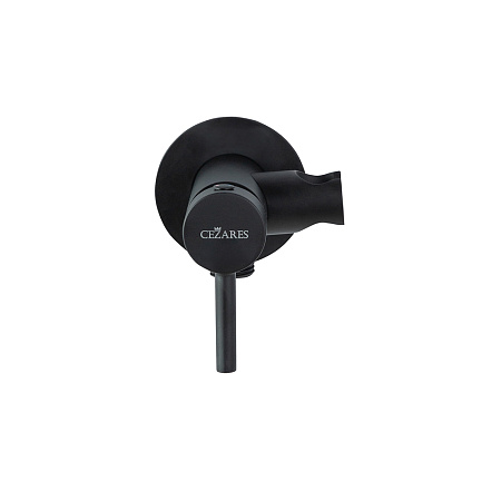 Смеситель для душа и гигиенического душа со штуцером с держателем Cezares CZR-DA1-NOP черный матовый