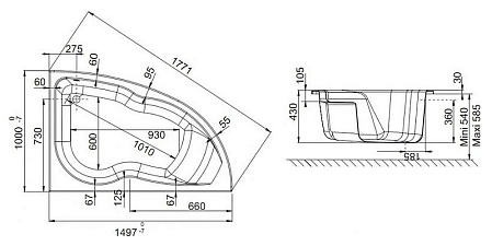 Акриловая ванна Jacob Delafon Micromega Duo 150x100 L