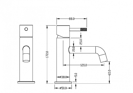 Смеситель Boheme Uno 461-SGM для раковины, оружейная сталь глянцевая