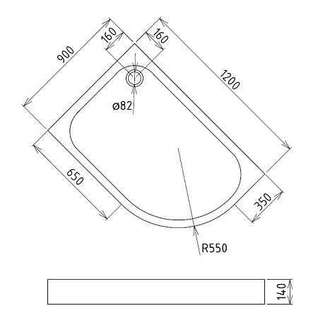 Поддон для душа Gemy ST20 L 120х90
