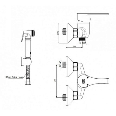Гигиенический душ со смесителем GPD Atros MTB65 хром