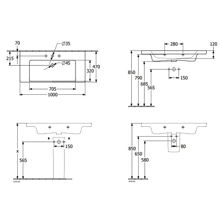 Раковина Villeroy & Boch Subway 3.0 4A70A501 100х47 альпийский белый