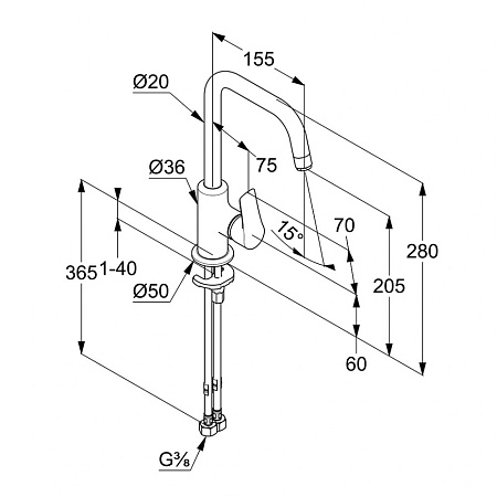 Смеситель Kludi Pure&Solid 340240575 для раковины, хром