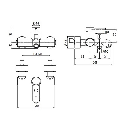 Смеситель M&Z Ditirambo DRB00500 для ванны с душем хром