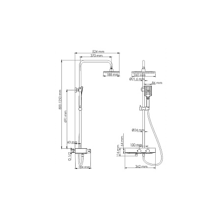 Душевая стойка WasserKRAFT Thermo A11401 черный