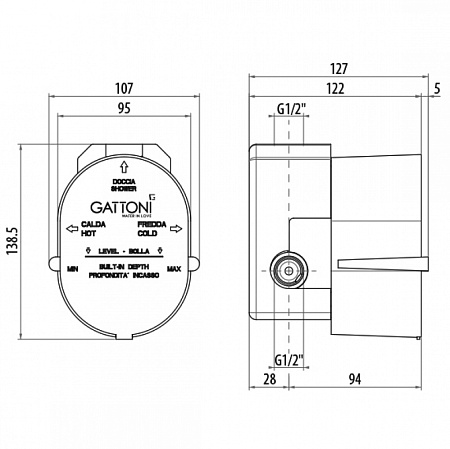 Cкрытая монтажная часть Gattoni Gbox SC0560000 для смесителя  для душа