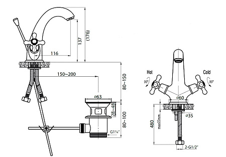 Смеситель Cezares Golf GOLF-LS1-03/24 для раковины