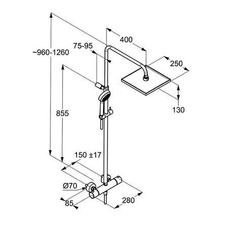 Душевая стойка Kludi Logo 6809805-00 с термостатом, хром