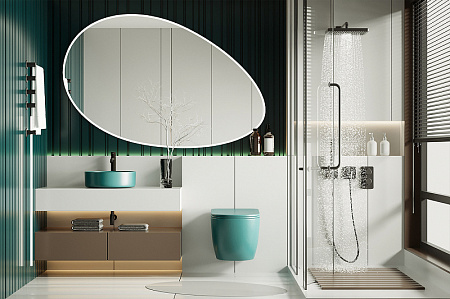 Унитаз подвесной ABBER Bequem AC1101MBG безободковый, темно-зеленый матовый