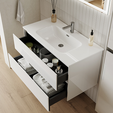 Тумба с раковиной Sancos Cento 80 CN80W белый глянцевый