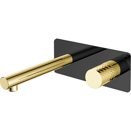 Смеситель Boheme Stick 125-BG для раковины, ручка Diamond, черный/золото