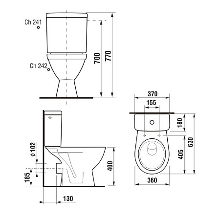 Унитаз-компакт Jika Lyra Plus 8263860002429 горизонтальный выпуск, нижняя подводка