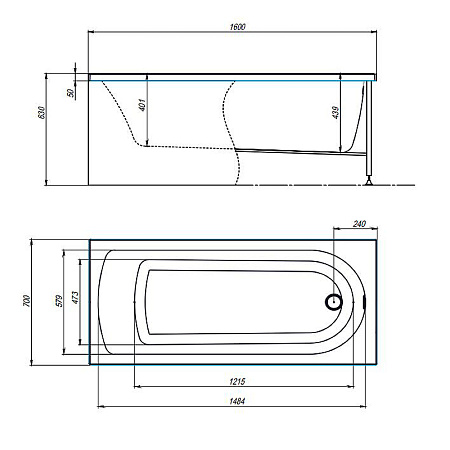 Акриловая ванна Timo Mika MIKA1670 160х70 без гидромассажа