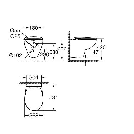 Унитаз подвесной Grohe Bau Ceramic 39351000 с сиденьем микролифт