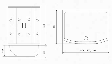 Душевой бокс Timo Standart T-1140 140x88x220 тонированное стекло/хром