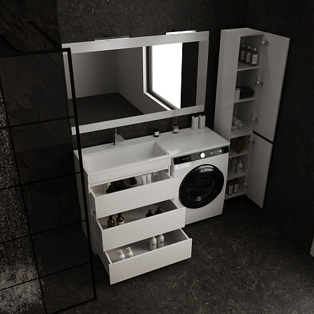 Тумба под раковину напольная El Fante Даллас 140 3 ящика, пленка, белый