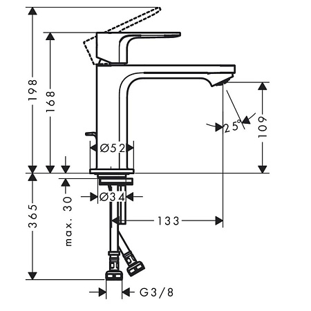 Смеситель Hansgrohe Rebris S 72517670 для раковины,со сливным гарнитуром, черный матовый