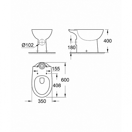 Унитаз-компакт Grohe Bau Ceramic 39428000 горизонтальный выпуск, наполнение снизу
