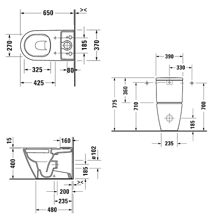 Чаша для унитаза-компакта Duravit D-Neo 2002090000