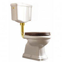 Унитаз Kerasan Retro 101001 со средним бачком, вертикальный выпуск, фурнитура золото