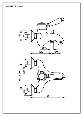 Смеситель Emmevi Laguna 40061CR для ванны, хром