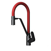 Смеситель Am.Pm Like F8007828 для кухонной мойки, черный матовый/красный