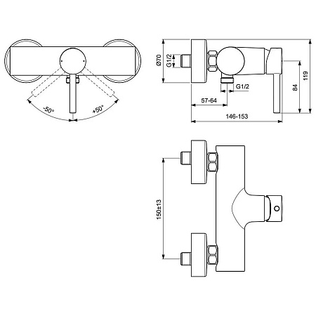 Смеситель Ideal Standard Ceraline BC200XG для душа черный матовый
