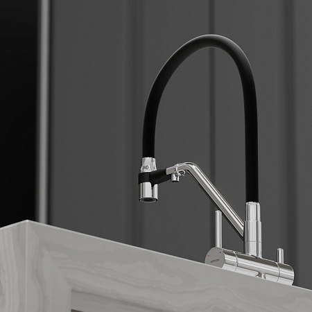 Смеситель для кухонной мойки Sancos Dora SC4003CH хром/черный