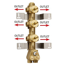 Cкрытая монтажная часть Bossini Z030273000 термостата на 6 потребителей, с девиатором, бронза Cкрытая монтажная часть Bossini Z030273000 термостата на 6 потребителей, с девиатором, бронза