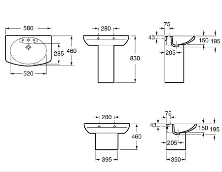Раковина Roca Dama Senso 327512000  58х46 