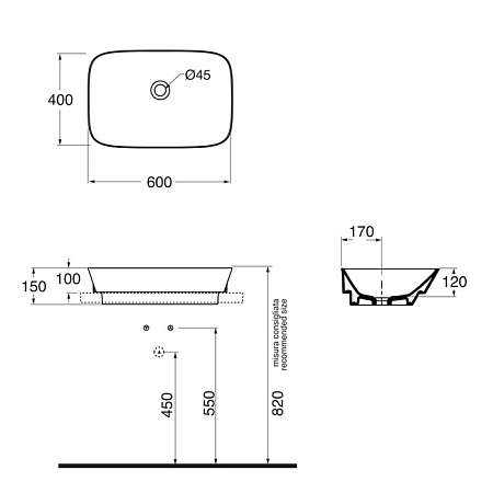 Раковина Azzurra Prua PRLN06040000BI/(PRU60/IN bi)*0 60x40 белый